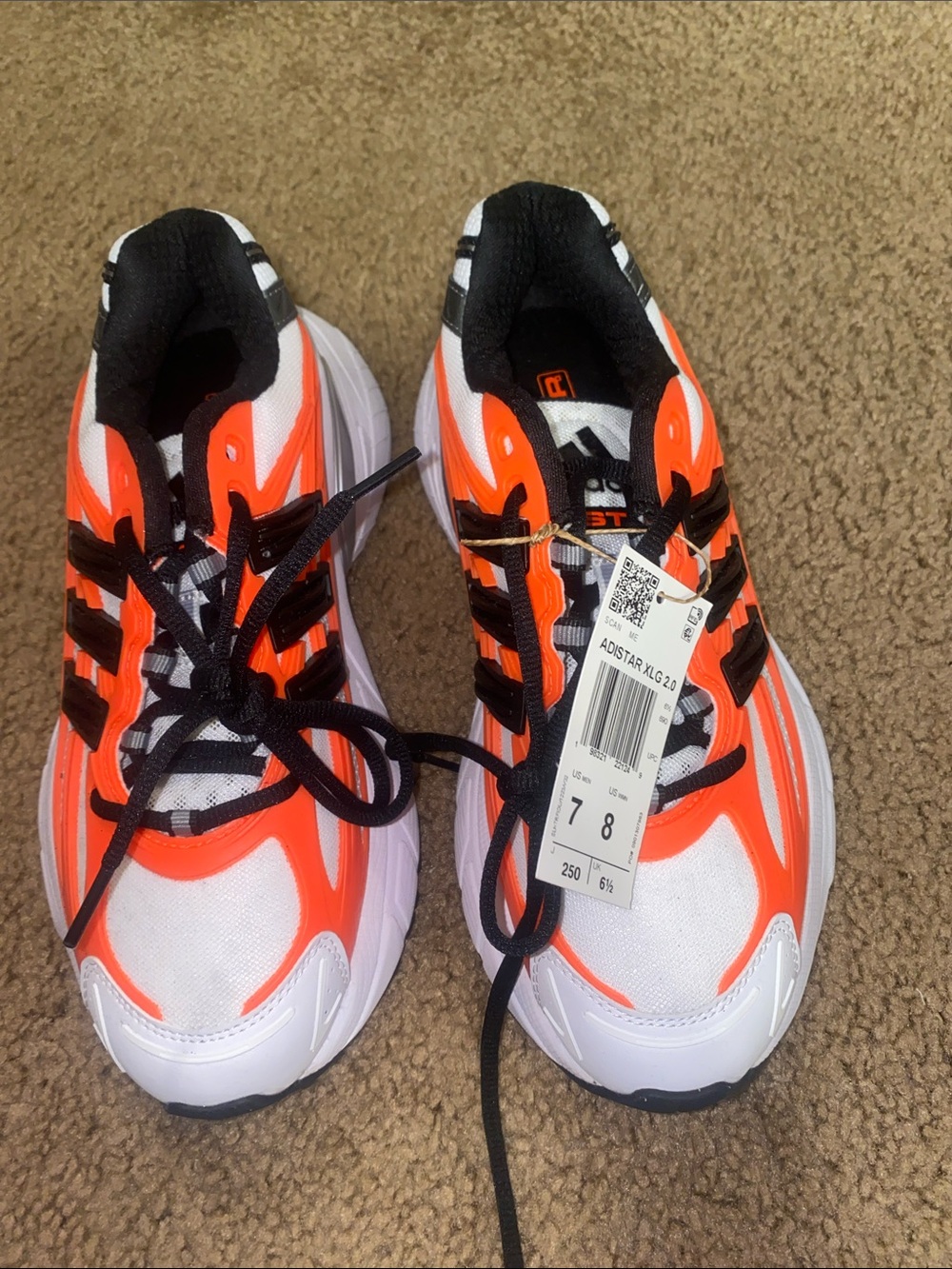adidas Kids' White & Orange Lace-Up Sneakers